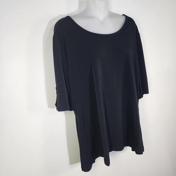 Susan Graver Women Liquid Knit Scoop Neck Top 1X Split Sleeve Detail A224317 - Picture 5 of 8